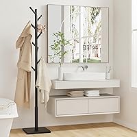 Vista 3 de Perchero de pie con base cuadrada estable para ropa, sombreros, usado en dormitorio, oficina y entrada, árbol para abrigos resistente y de fácil