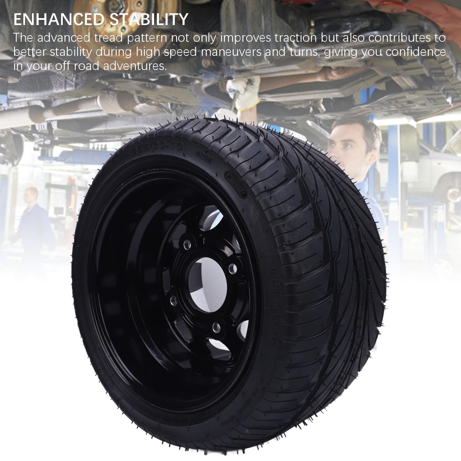 Asixxsix 10-Zoll-All-Terrain-Reifen, 235/30-10 6PR, Pannensicherer Golfwagen-Reifen mit Einzigartigem Hervorstehendem Design für Verbesserten Grip und Stabilität auf Schlammigen (Mit Rad Rand)