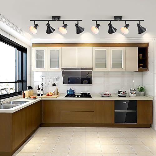 Miniatura 6 de Moderna iluminación de riel para techo, 4 luces direccionales de techo, luz negra para cocina, comedor, mesa de comedor, dormitorio, sala de estar,