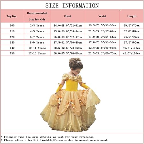 Miniatura 7 de Disfraz de princesa de Bella para niñas, disfraz de belleza y bestia, Halloween, Navidad, boda, cumpleaños (accesorios)