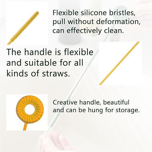 Vista 4 de 1 paquete de cepillo de silicona para botellas, cepillo limpiador de pajitas pequeñas, cepillos de limpieza de botellas de 9 pulgadas, cepillo
