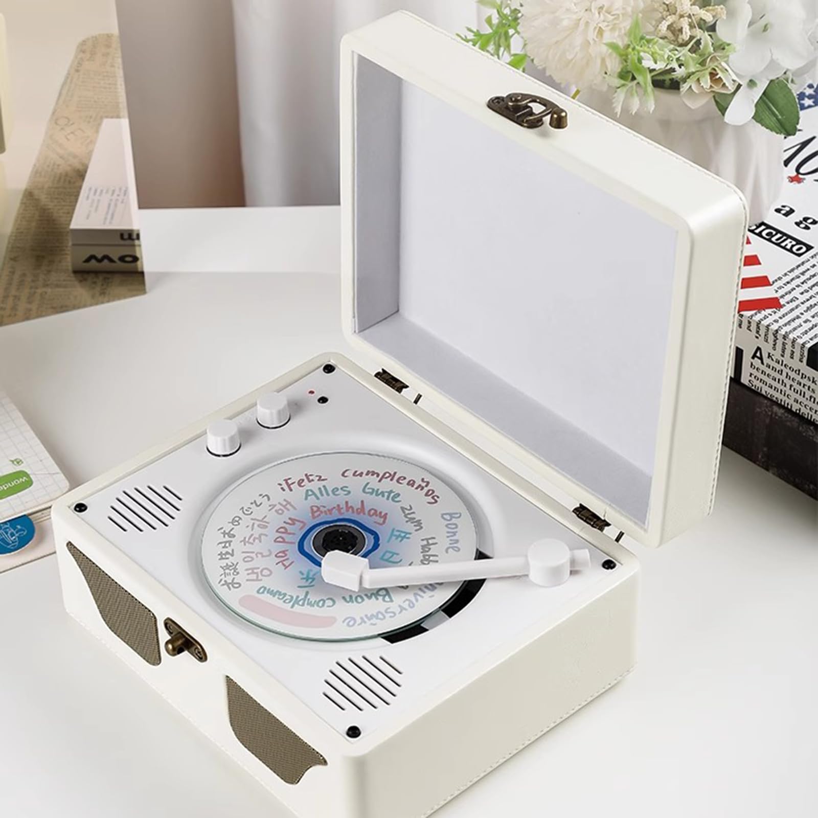 Bluetooth CD Music Player per Home - Desktop CD Player Portatile con Altoparlanti a Doppio Stereo, Telecomando, Input Aux da 3,5 mm - Supporta CD/CD -R/CD RW/MP3/WMA