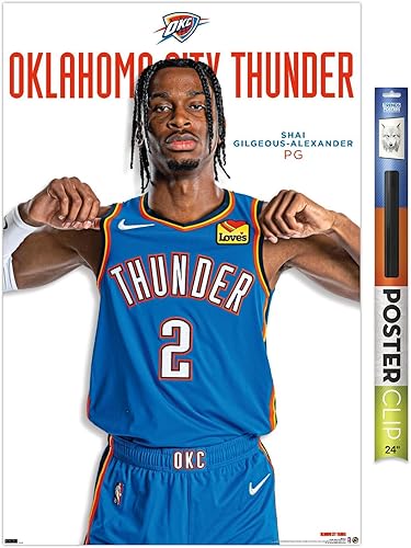 Trends International NBA Oklahoma City Thunder - Póster de pared Shai Gilgeous-Alexander Feature Series 23, 34 pulgadas de largo x 22.4 W, paquete
