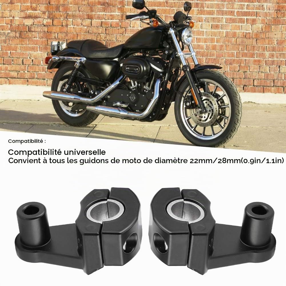 Risers de guidon de moto, 2 pièces 22mm / 28mm universel pivotant moto guidon Riser support pince CNC aluminium