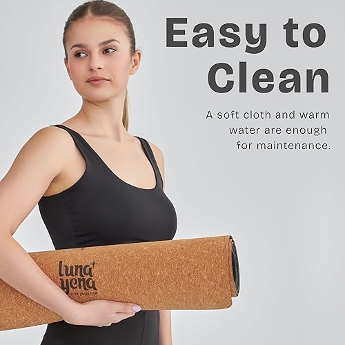 Miniatura 5 de LunaYena - Tapete de yoga de corcho, respetuoso con el medio ambiente, corcho natural antideslizante y base de goma no tóxica para mujeres y