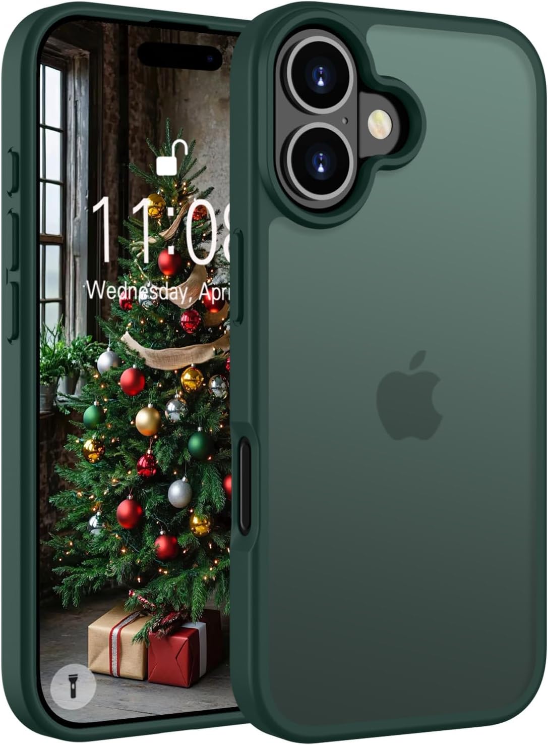 Coque iPhone 17 – Andwing Coque pour iPhone 17 6,3 pouces Norme militaire Protection contre les chutes Dos translucide mat Anti-traces de doigts Anti-rayures Durable Vert