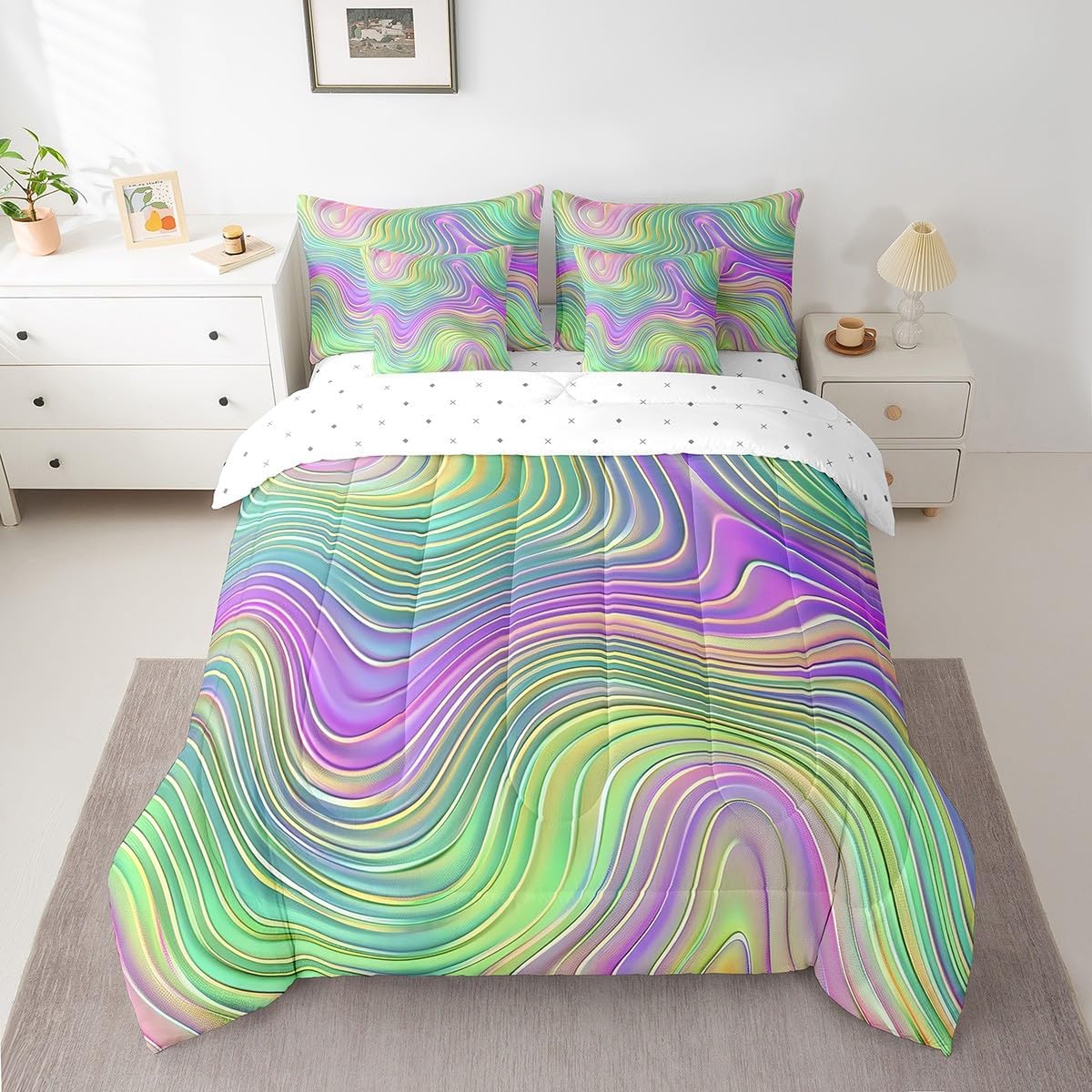 Erosebridal Aviation Aircraft Bed in a Bag Queen Comforter Set 7 Piece,Airplane Aeroplane Bedding Sets Plane Airliner Sheet Set with Comforter