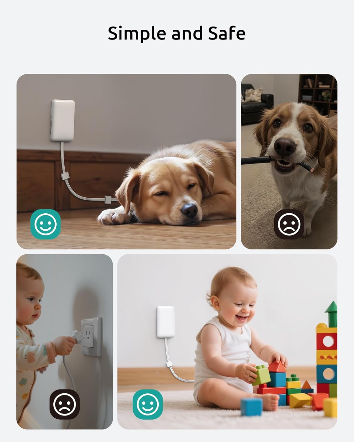 NUTICT Outlet Cover Extension Cord, Flat Plug Power Strip 15ft, 8 Outlets (4-2Pin)& 4 USB Ports (3 USB C), 13A/1625W, 1440J Surge Protector, Wall Mountable, Ideal for Home Improvement, Tight Spaces