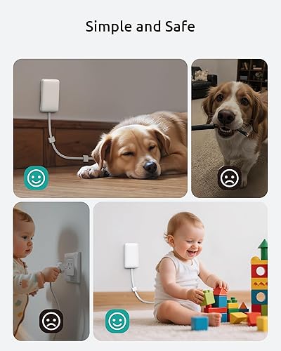 Miniatura 7 de Cable de extensión corto de 3 pies, enchufe plano NUTICT con 8 tomas de corriente y 3 puertos USB-C y 1 puerto USB-A, 13A1625W, protector de