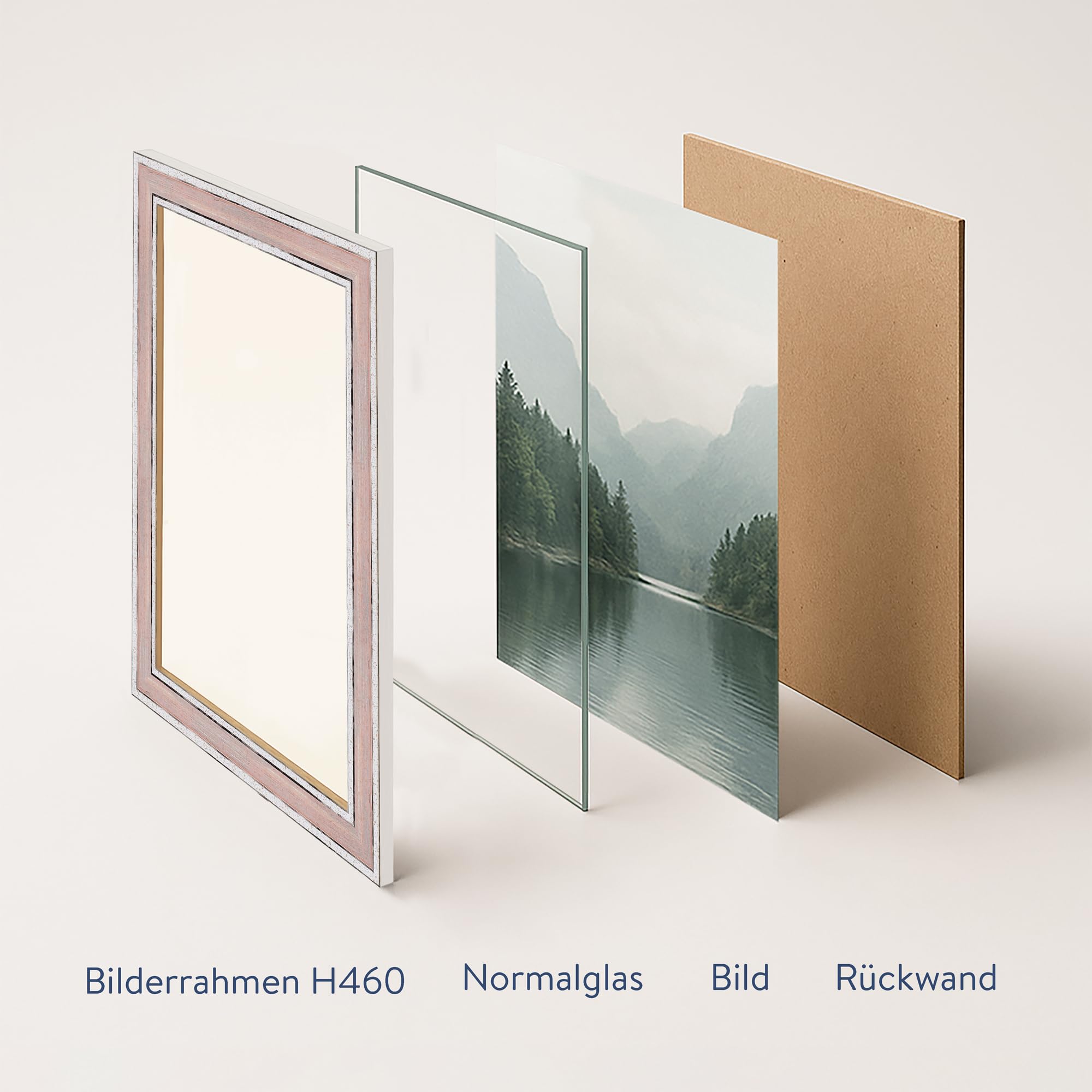 WANDStyle Rosa Bilderrahmen 50x70 Holz, Bilderrahmen Rosa Vintage | Hochwertiger Holzbilderrahmen Retro, Posterrahmen zum Aufhängen, Rahmen 70x50 cm, Fotorahmen H460 Made in Germany