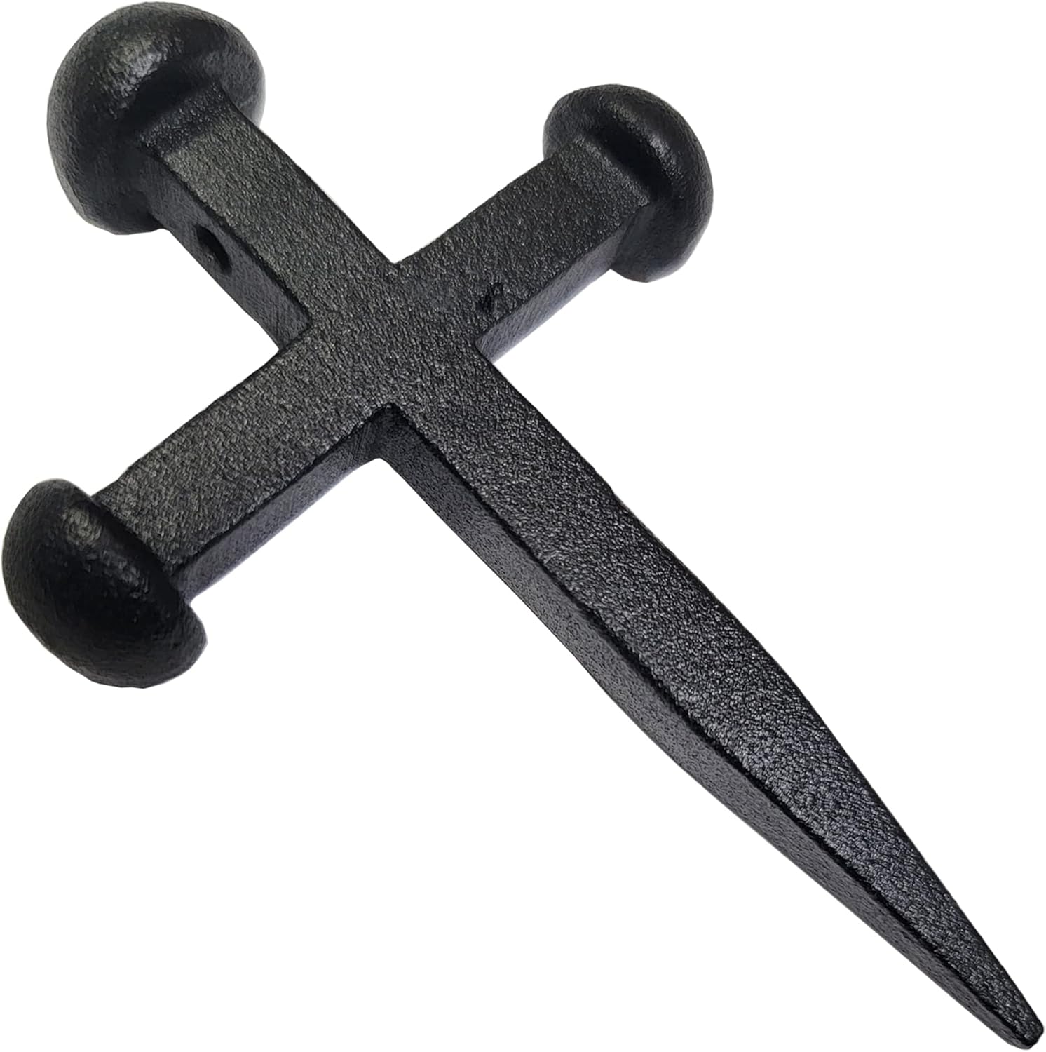 4”- CROSS NAIL – Ornamental Rustic Iron – Crucifix Cross Style – Antique Reproduction Nail – Decorative Clavos nails for Hook hanger, Accent nail – 4in x 2.5in – Black Cast Iron Spike (1)