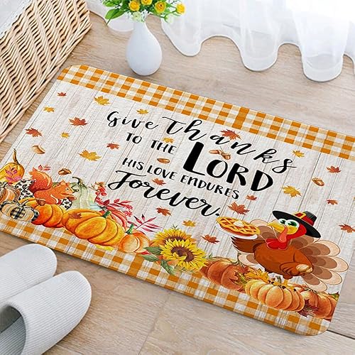 Miniatura 3 de JAWO Alfombra de baño de otoño, alfombra de Acción de Gracias, naranja, 17 x 29 pulgadas