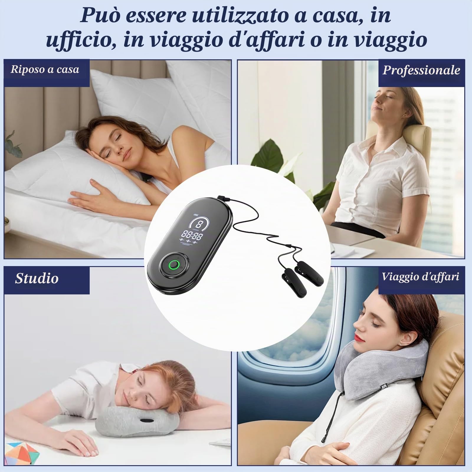 Dispositivo avanzato per il sonno, dispositivo di stimolazione del nervo vago, con clip per orecchie, sonno rapido e profondo, 3 modalità e 9 livelli di regolazione CES riduce l'ansia, allevia la