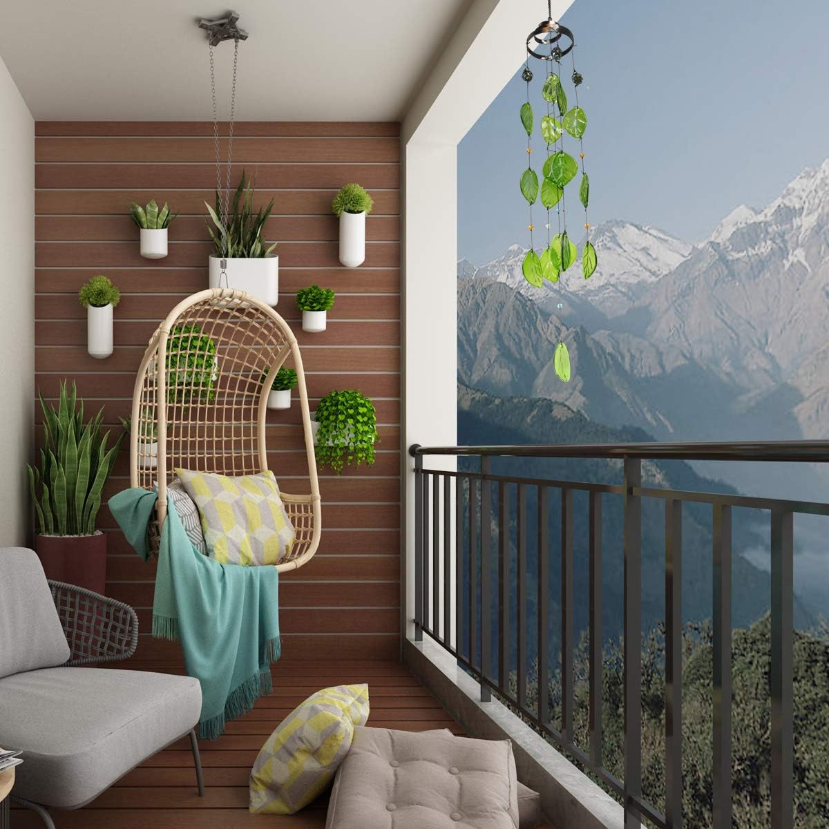 Vindar Wind Chimes, Glass Leaves Wind Chimes Outdoor Decor Handmade 32" Garden Chimes for Home, Patio, Backyard Decor Indoor and Outdoor Decor - Image 3