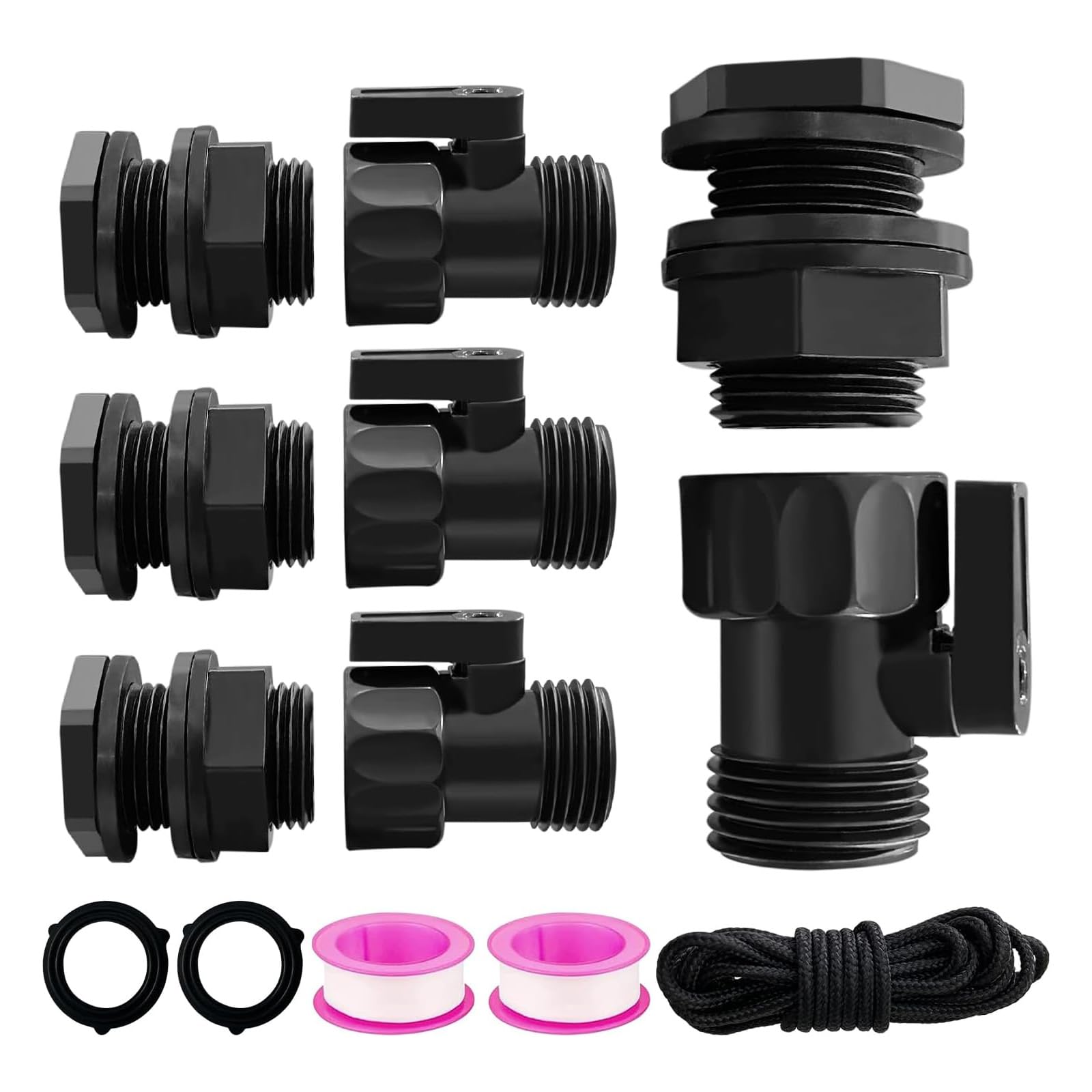 Apludoo Multicolor Leakproof Garden Hose Shut Off Valves Splitter Set 3 / 4Inch Threaded Connectors Coupling Garden Irrigation Valves Hose Shut Off