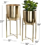 Deco 79 Planteur de dôme intérieur en métal avec support amovible, ensemble de 2 19", 22"H, Or