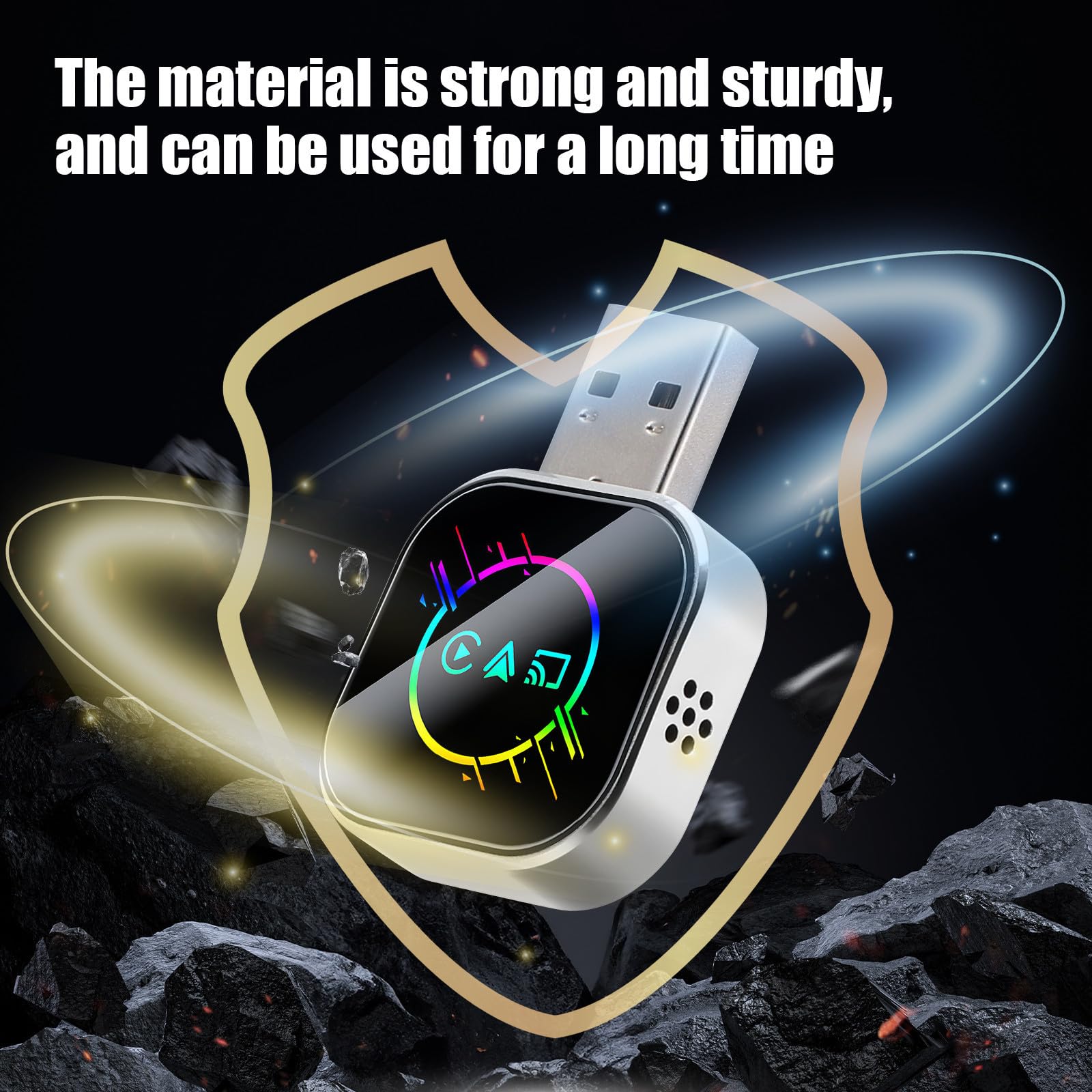 Alasum Adattatore Wireless per Auto 3-in-1 con Connettore USB a C, Mirroring dello Schermo Stabile e Integrazione Vocale per Navigazione e Streaming Multimediale