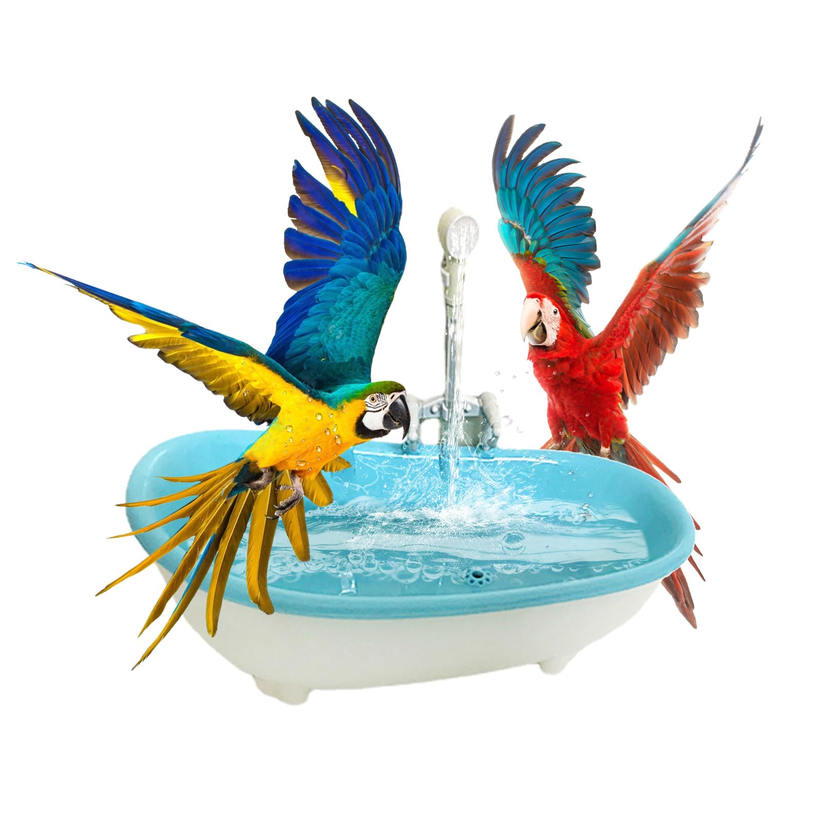 JAGTRADE Intelligent Spray Water Bird Bath Bowl Parrots Bathtub Bath Shower Cage Accessory for Birds Parrot Cockatiel Lovebirds, 22.3x11.5x8.5cm, Blue