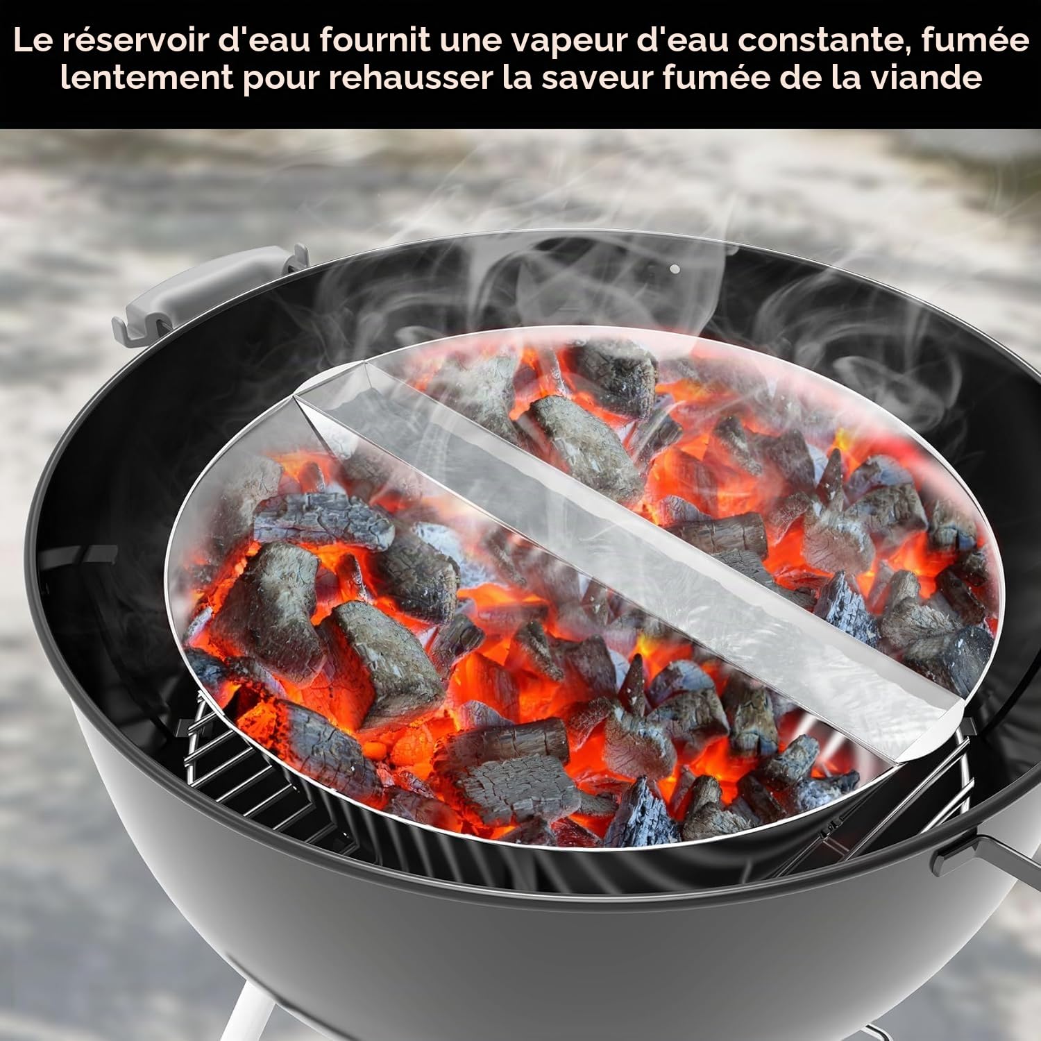onlyfire Panier Charbon en Acier Inoxydable pour Weber 47/57/67CM Kettle Grill, Vortex Barbecue avec Réservoir d'eau, Paniers à Charbon de Bois pour Chaleur Directe et Indirecte