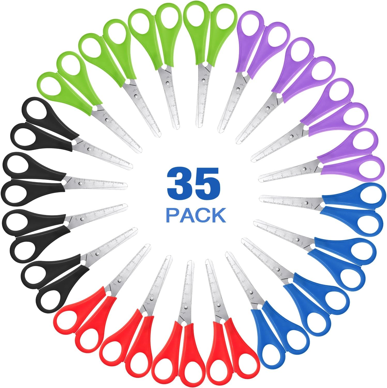 Honoson 100 Pack Scissors for Kids 5 Inch Blunt Tip Scissors Bulk Safety Multipurpose Stainless Steel Paper with Comfort Grip Handles for Operation School Class Supplies