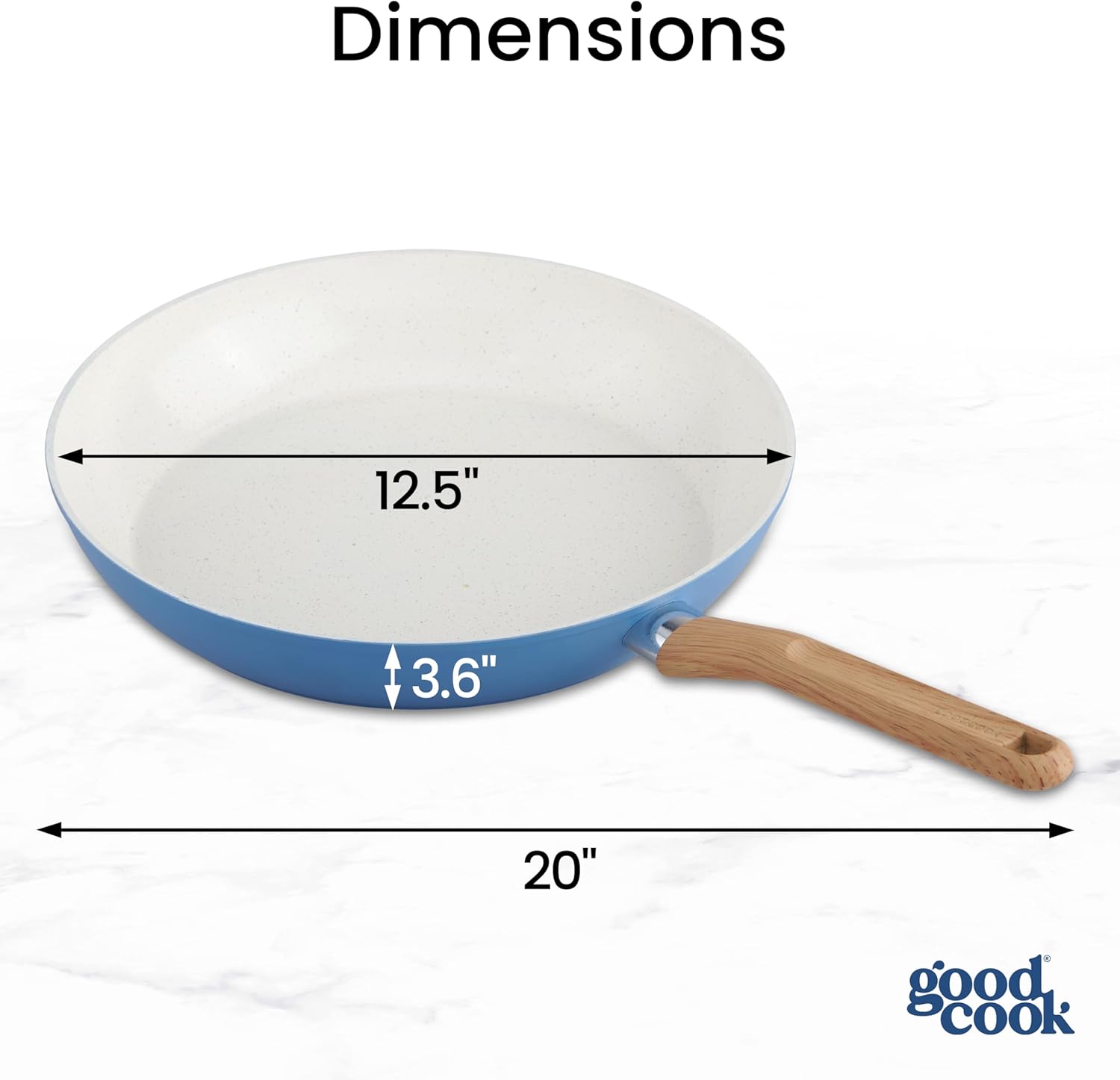 GoodCook Healthy Ceramic Titanium-Infused 12” Fry Pan, Light Blue – Induction Cookware, Nonstick Cooking Pan, Frying Pan Skillet for Eggs, Meats, Vegetables, Sauces, Warming Tortillas