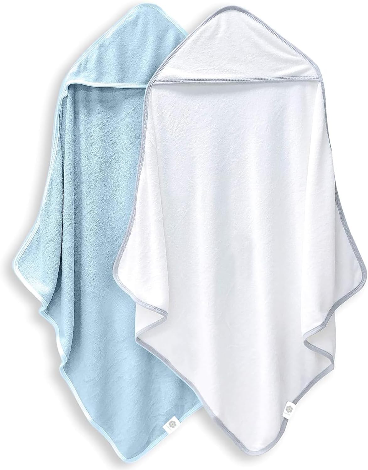 2 Pack Baby Bath Towel - Rayon Made from Bamboo, Ultra Soft Hooded Towels for Babies,Toddler,Infant - Newborn Essential -Perfect Baby Registry Gifts for Boy Girl - Blue and White