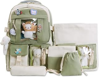 Kawaii Backpack With Kawaii Pin And Accessories, 5pcs Set Cute Children's Backpacks Kawaii School Bag Handbag Tote Bag Kawaii Aesthetic Backpack