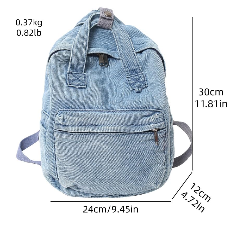 Image of MaxxCloud Vintage Denim Laptop Backpack Casual Canvas Daypack Handbag Purse Lightweight Rucksack Shoulder Bag