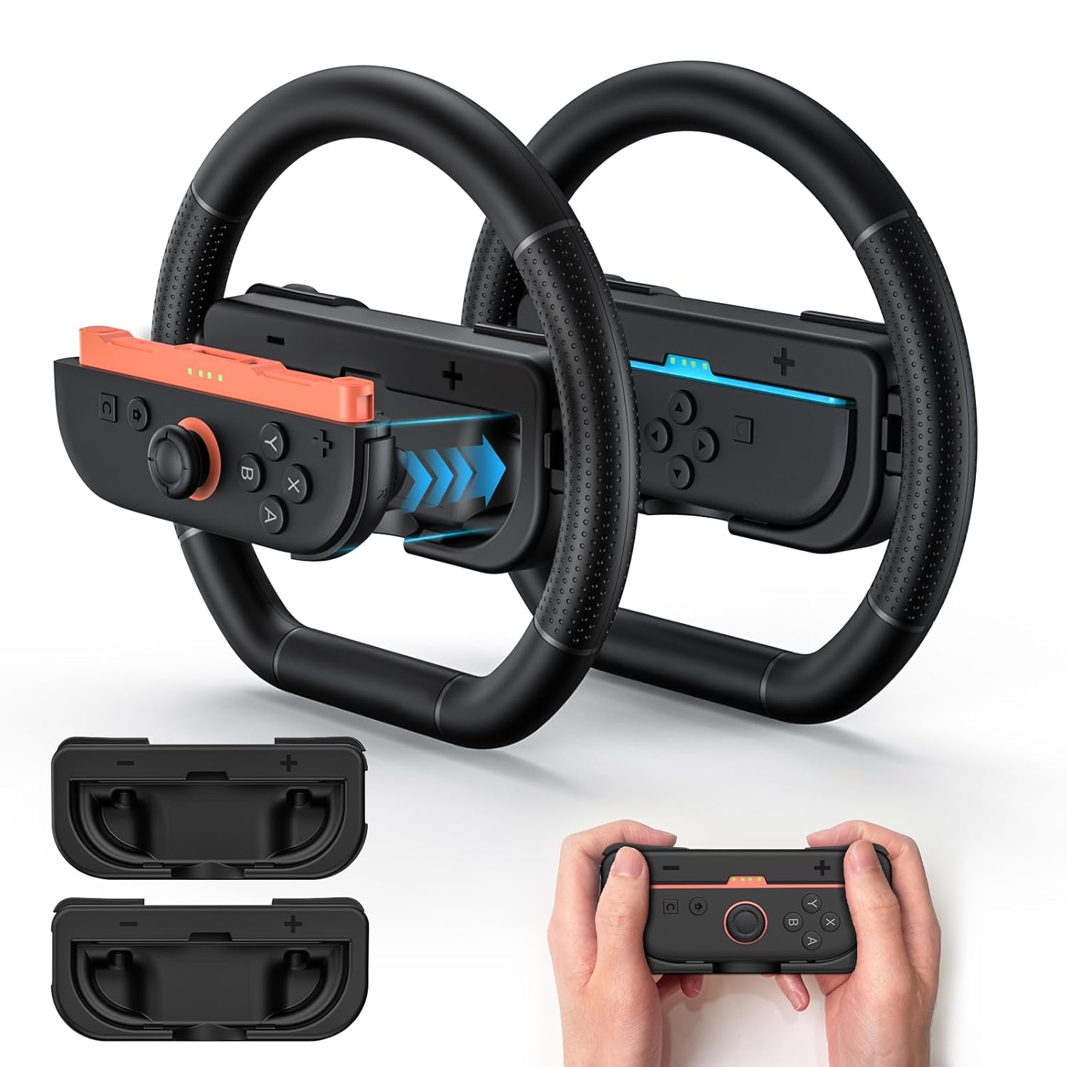 GagaKing 2 Pack Steering Wheels for Nintendo Switch 2 Joy Con(2025), Detachable Controller Racing Wheels for NS2 Mario Kart World/ 8 Deluxe, Comfortable Grip, Family Games Switch 2 Accessories