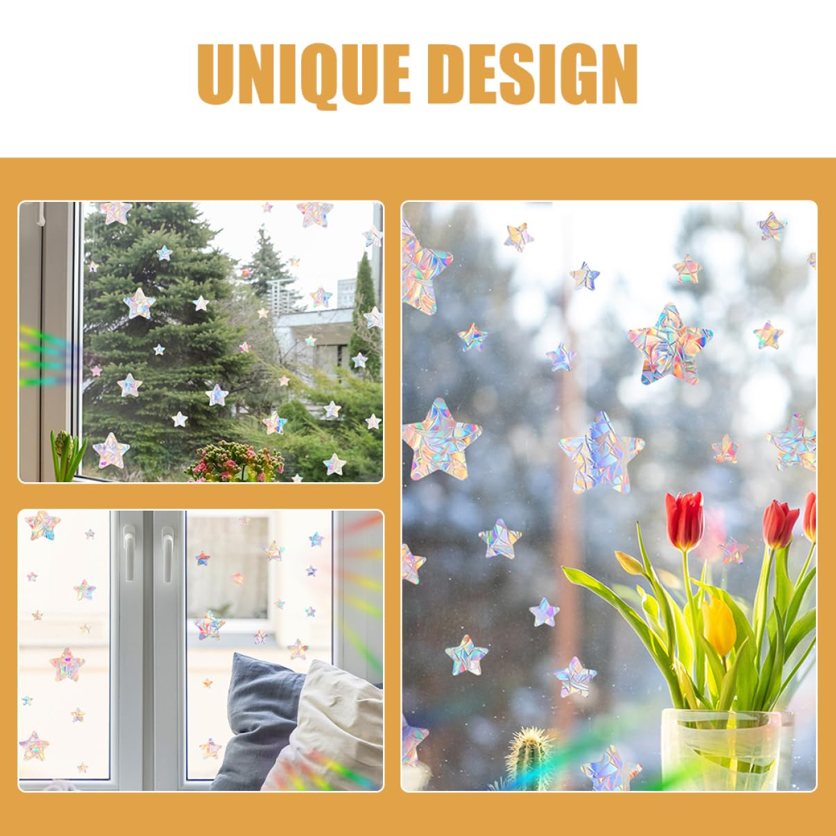 PRETYZOOM 10juegos Pegatinas Adhesivas De Estrellas Para Ventanas Decorativas y Anticolisión De Para Captar Luz Solar y Proteger Aves Para Hogar y Oficina