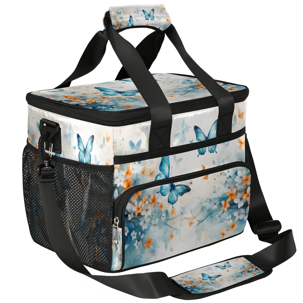 Butterfly Floral Insulated Picnic Backpack Lunch Box for Women Men Picnic Basket Tote Lunch Bag Picnic Bag Portable Lunch Bags for Picnic, Beach, Work, Trip,Office, Camp Butterfly