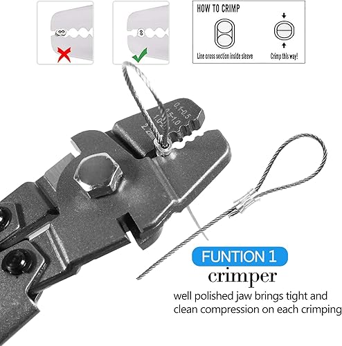 Miniatura 6 de Kit de tensor y herramienta de prensado de cuerda de alambre, cable de avión recubierto de vinilo de 100 pies (116 pulgadas sobremoldeado a 564