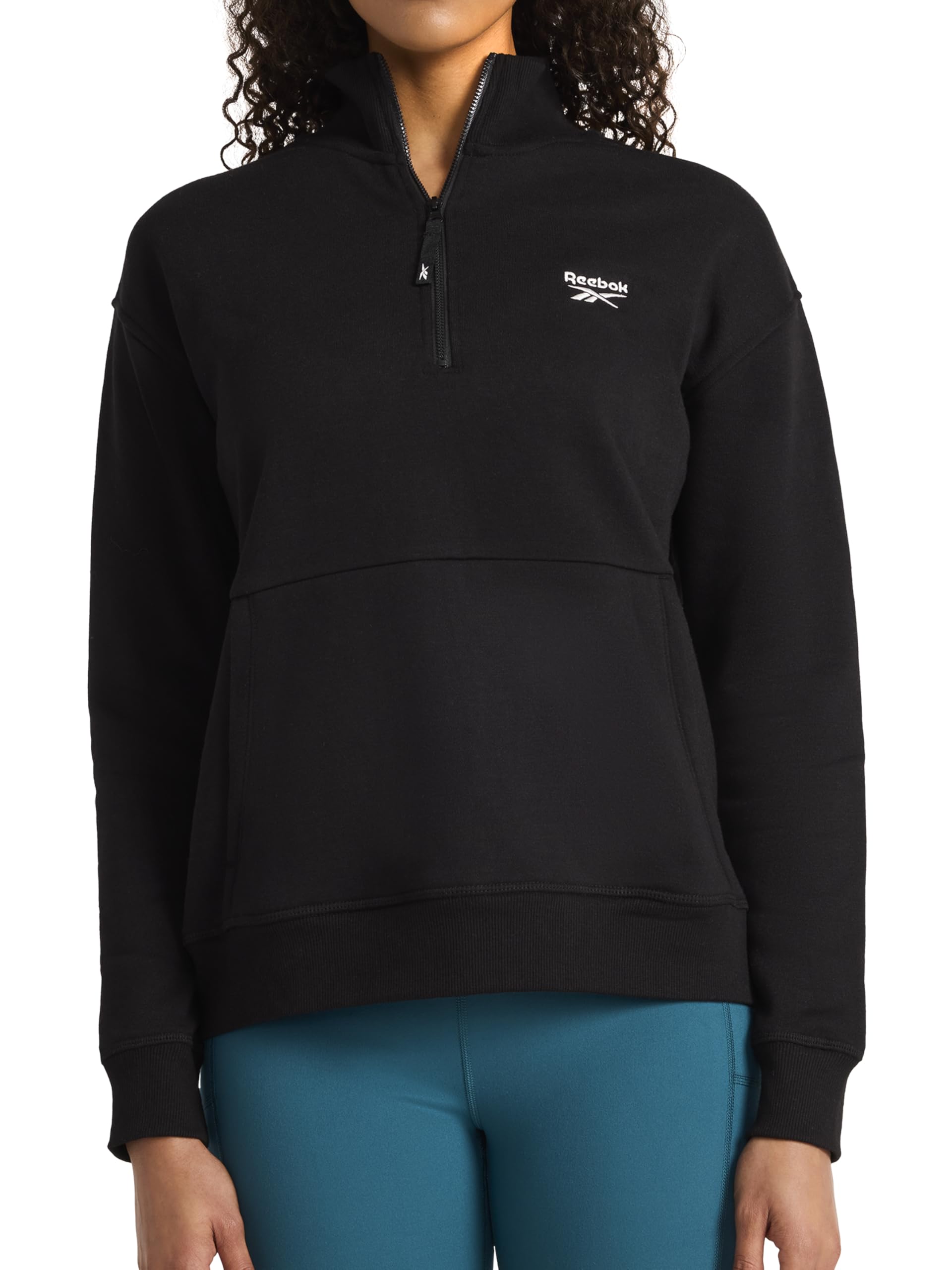 Reebok Womens Classic Half-zip Sweatshirt Standard Fit Midweight Cotton-poly Fleece Fabric