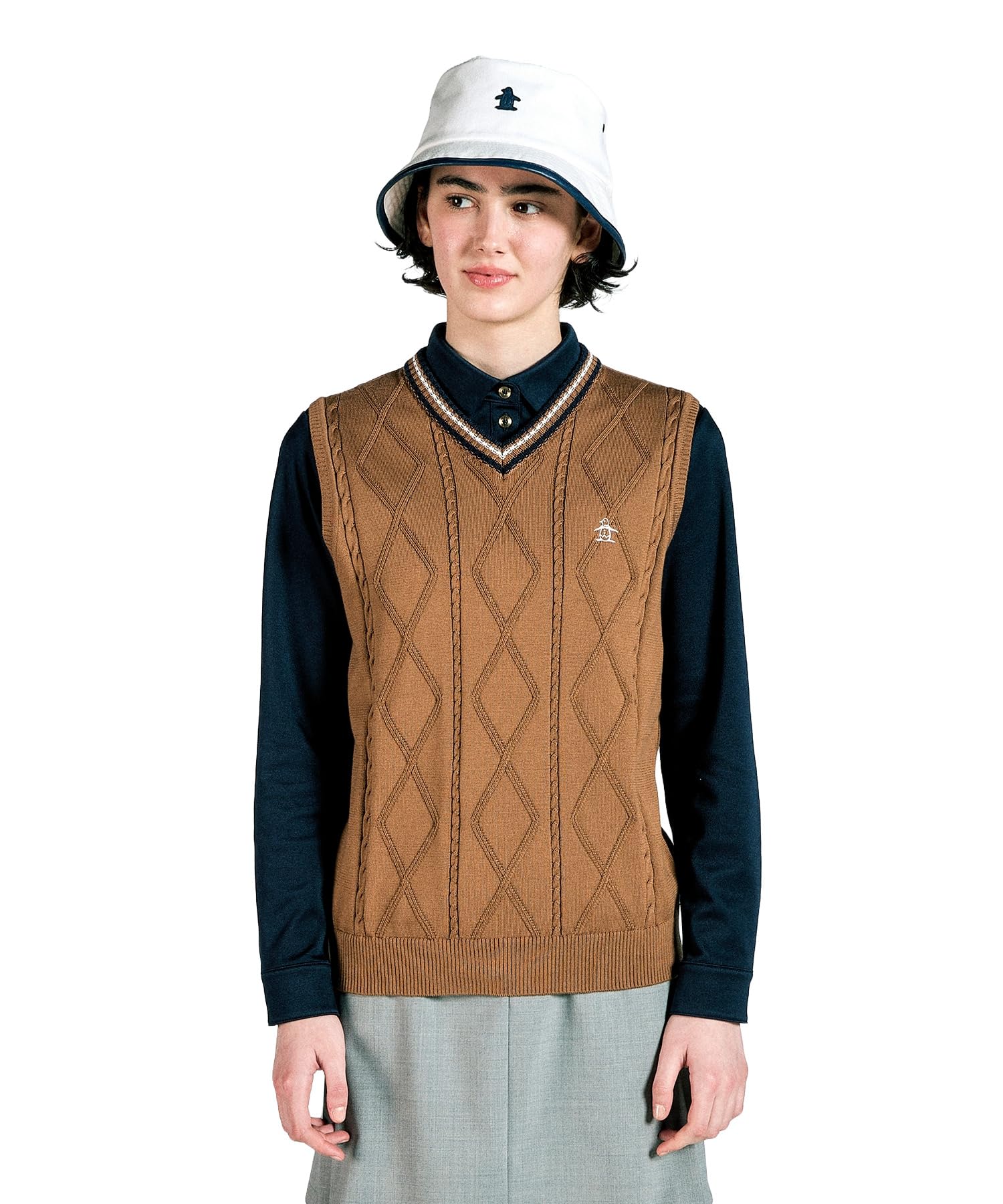 08M291◯ Munsingwear 薄手 ボーダー Vネック ニット ゴルフ MEN】【手洗い可】裏地付き Vネックニット