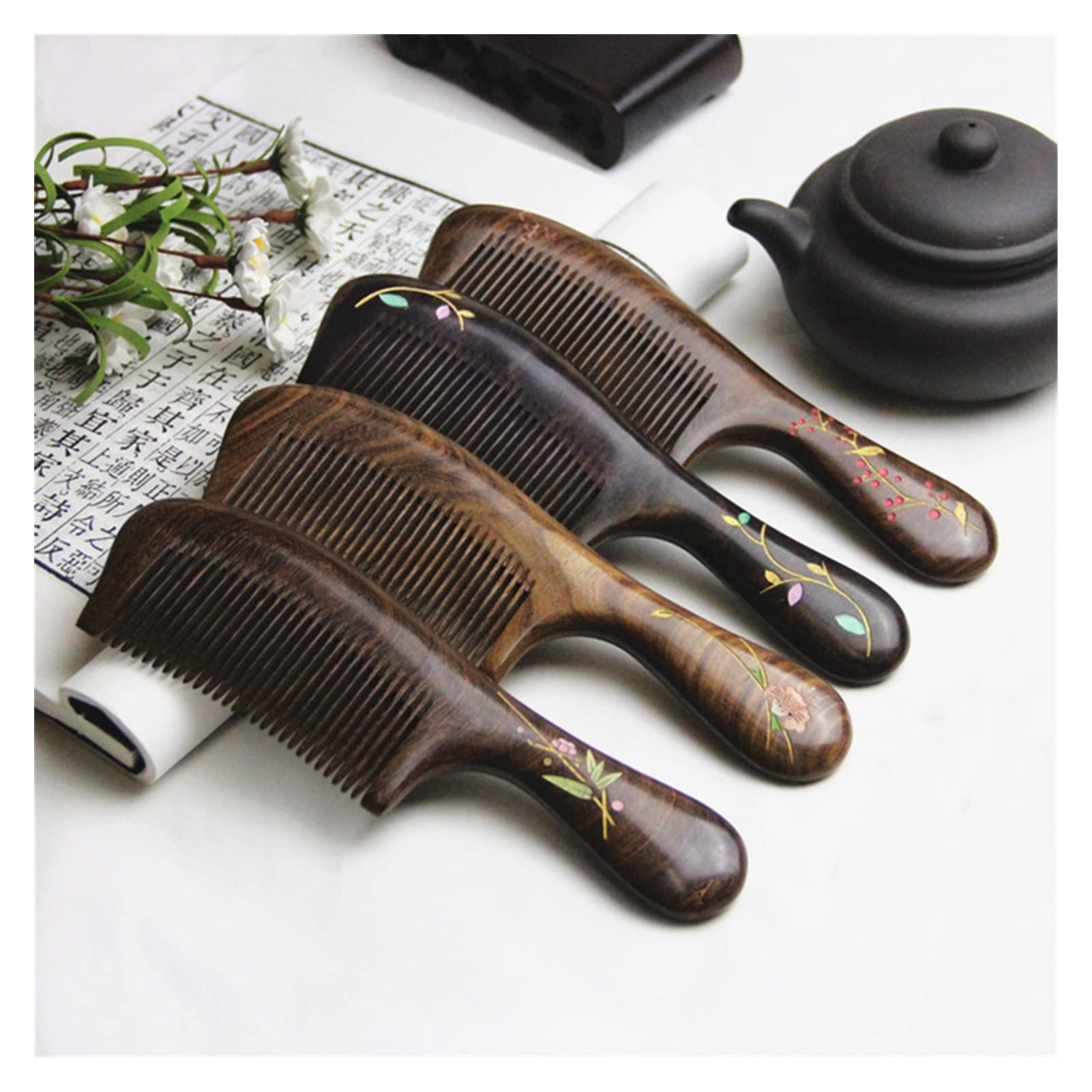 1pcs natürlicher Sandelholzkamm Haarkammgriff Kämme Reisen Haarwerkzeuge for Frauen Geschenk Haarstyling -Werkzeuge (Color : 2)