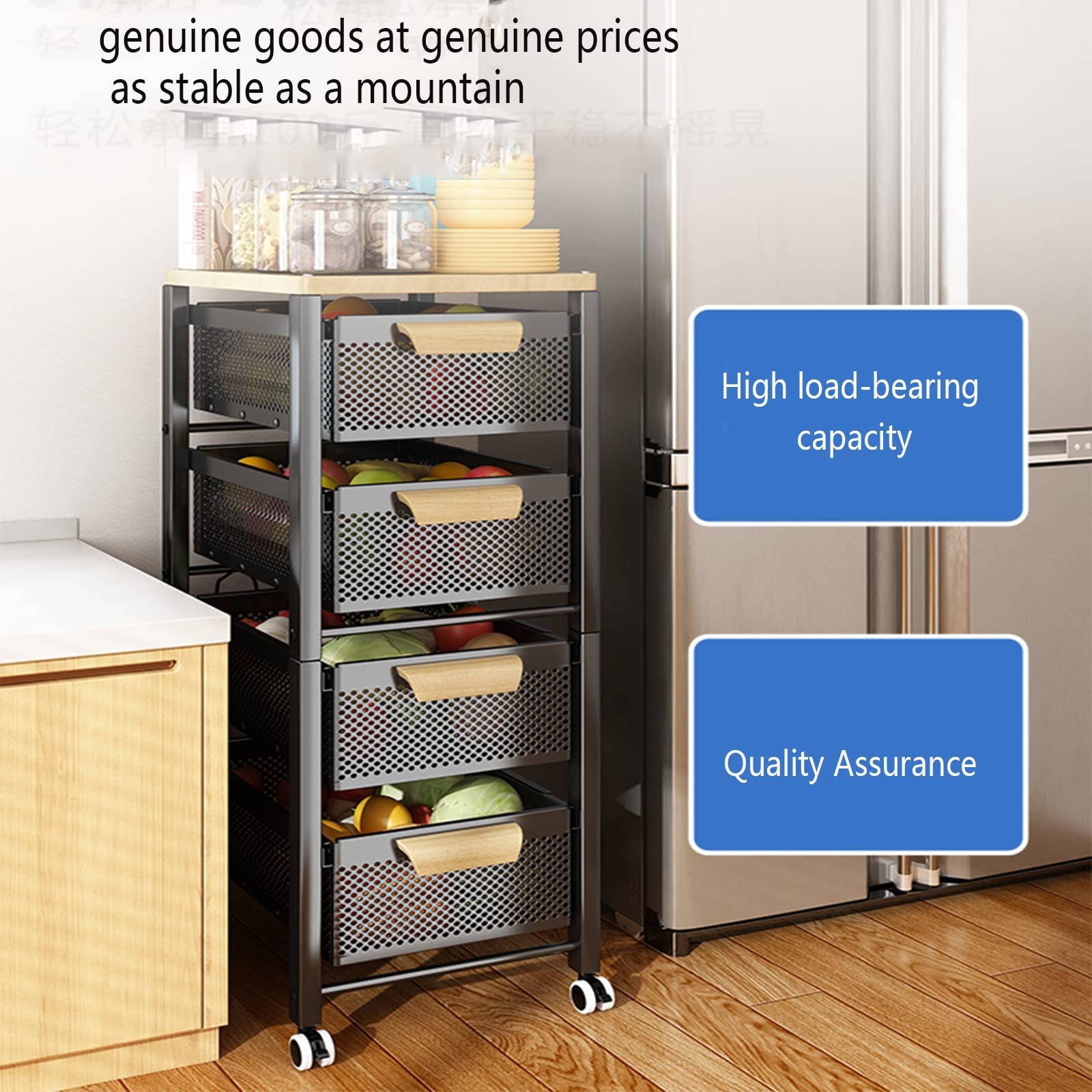 360 Carro De Cocina Girativo, Bastidor De Almacenamiento Rodante Con Cestas Transpirables, Organizador Multinivel Para La Producción, Aperitivos, Archivos De Oficina, Fácil Montaje, Soporte De Piso Qu