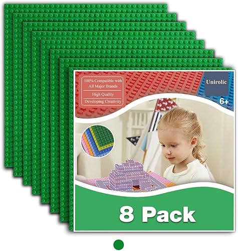 Paquete de 8 placas base clásicas de 10 x 10 pulgadas, plataformas de construcción robustas, compatibles con todas las principales marcas de