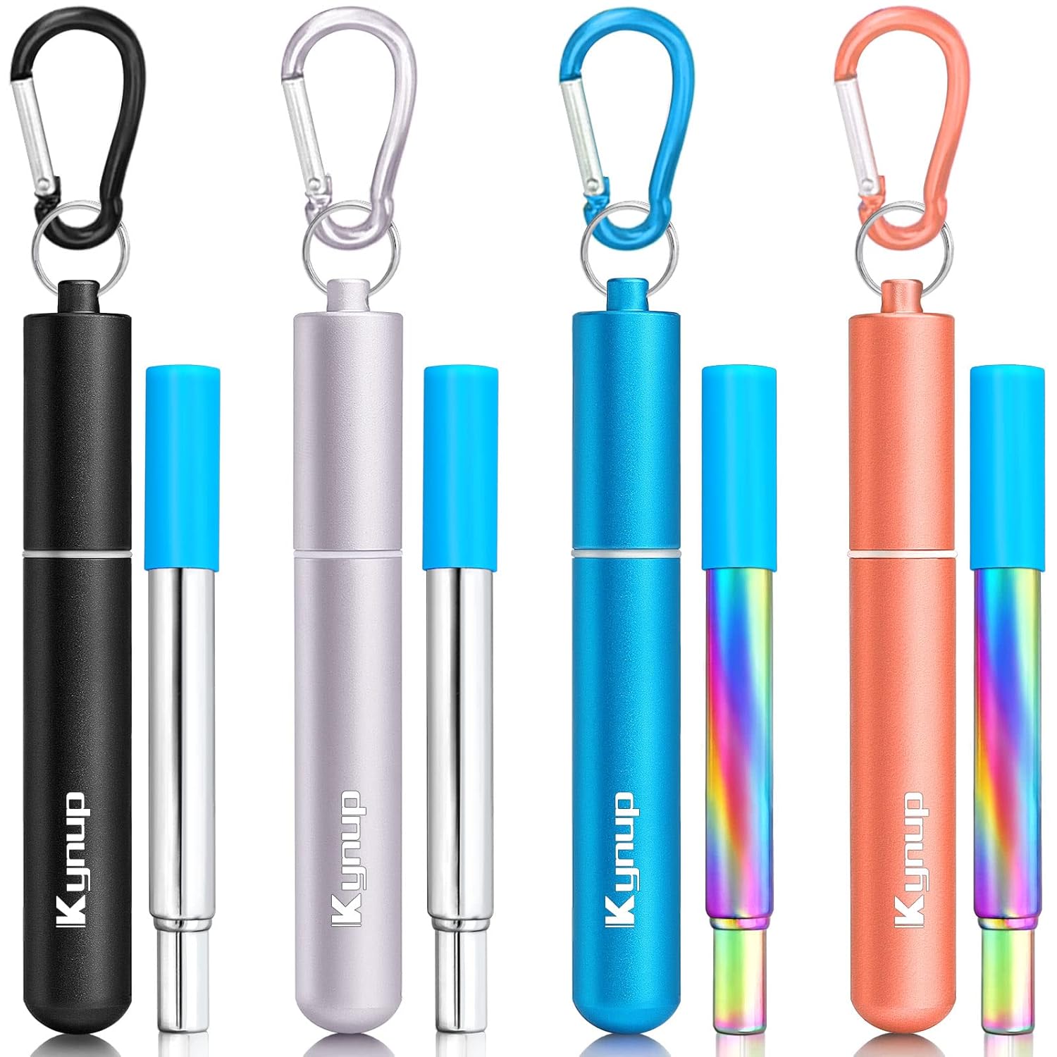 Kynup Reusable Metal Straws 4Packs Collapsible Travel Drinking Straws with Cases Cruise Ship Essentials Cruise Must Haves with