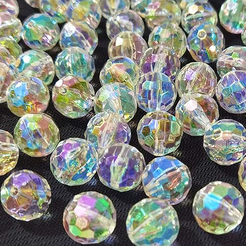 Miniatura 5 de Mixto Lots Brillante AB Color Acrílico Faceted Bead DIY Beading Hairband Pulseras Collar Artesanía Embelishment (Transparente AB)