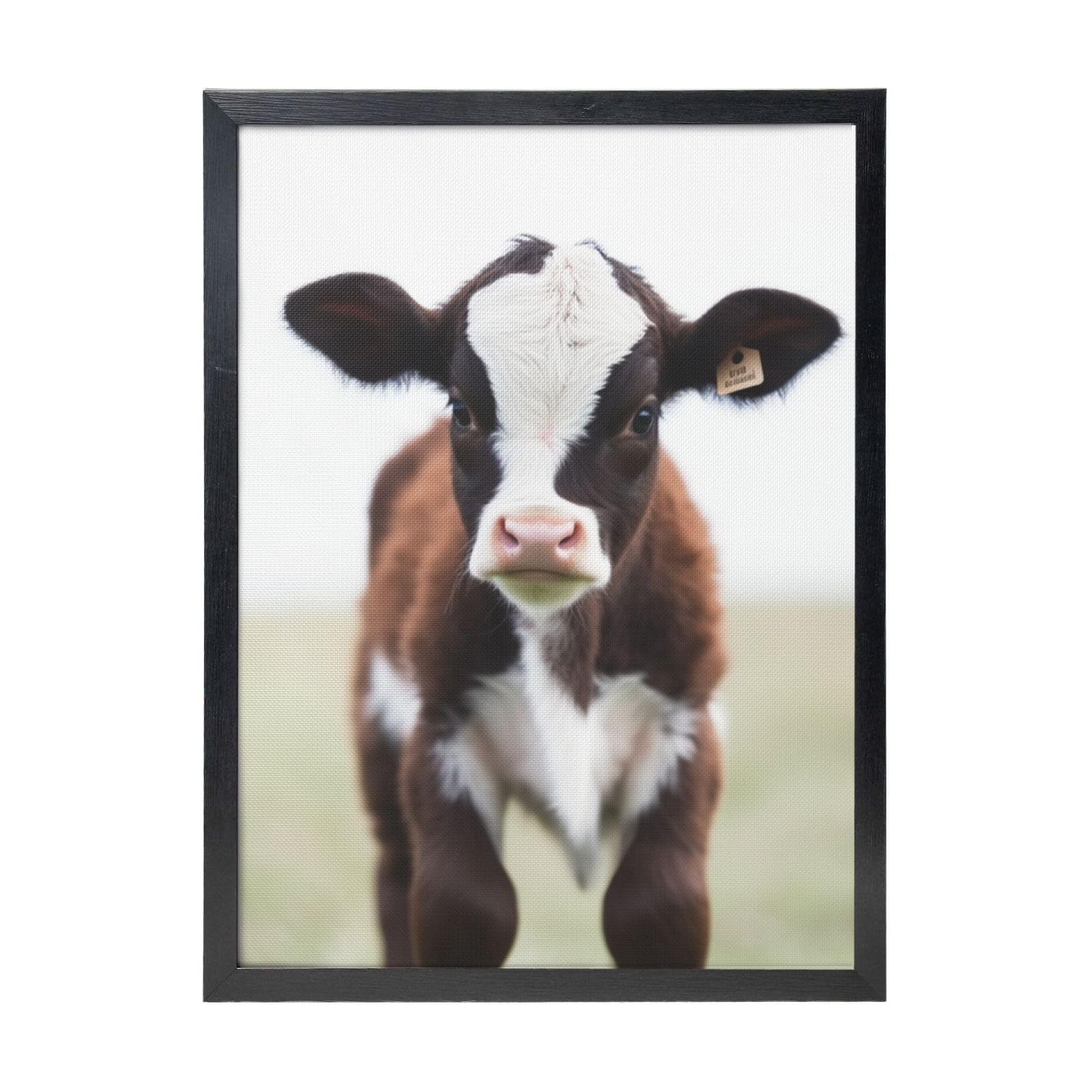 Framed Wall Art - Decorative Canvas Painting Cow Pictures Poster Aesthetic Modern Prints Artwork for Bedroom Office Wall Decor Ready To Hang 12x16 in