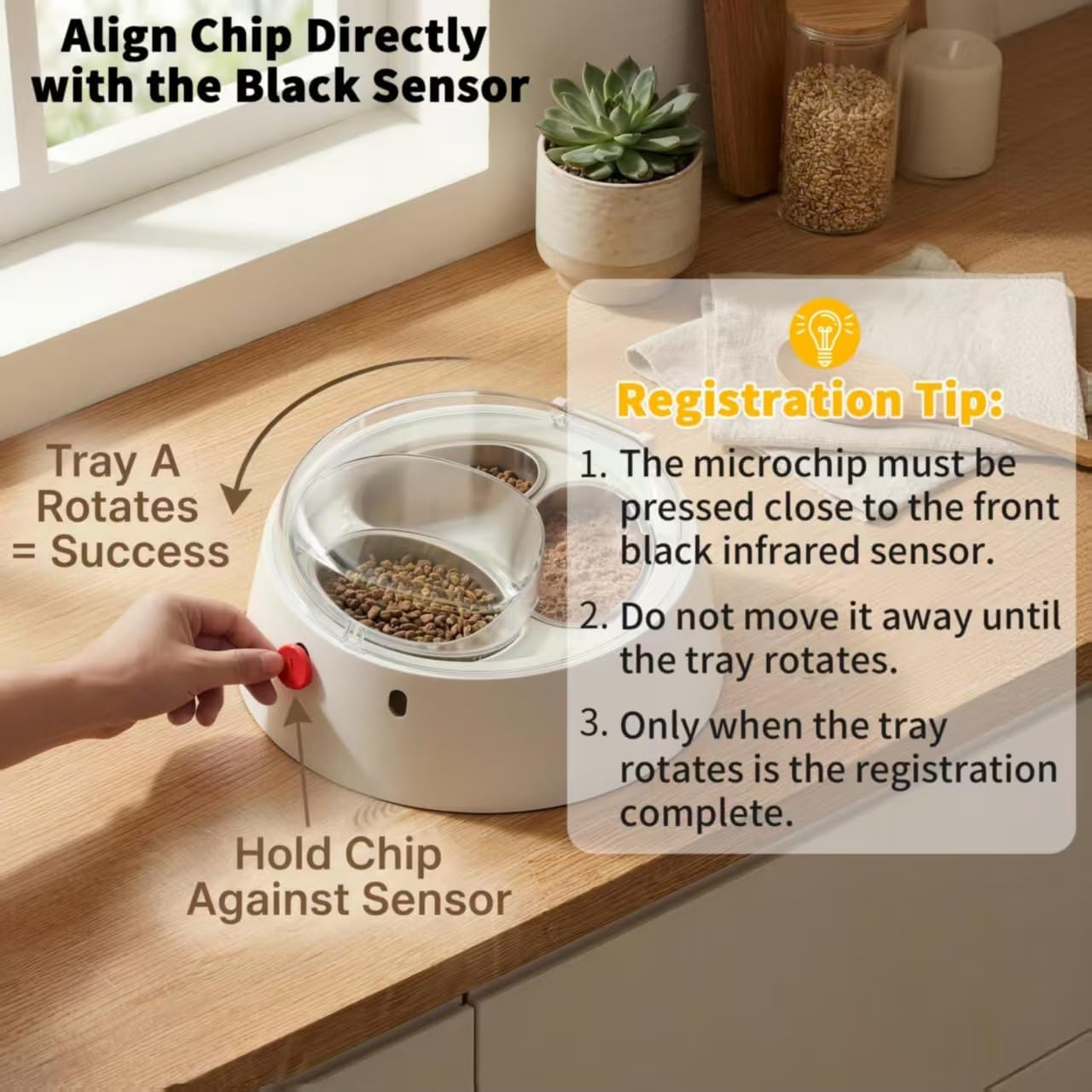Anifam Microchip RFID Cat Feeder, Automatic Pet Feeder for Multi-Pet Homes, Dog Proof Cat Feeding Station with Stainless Steel Bowls for Small Dogs, Stops Food Stealing & Special Diets