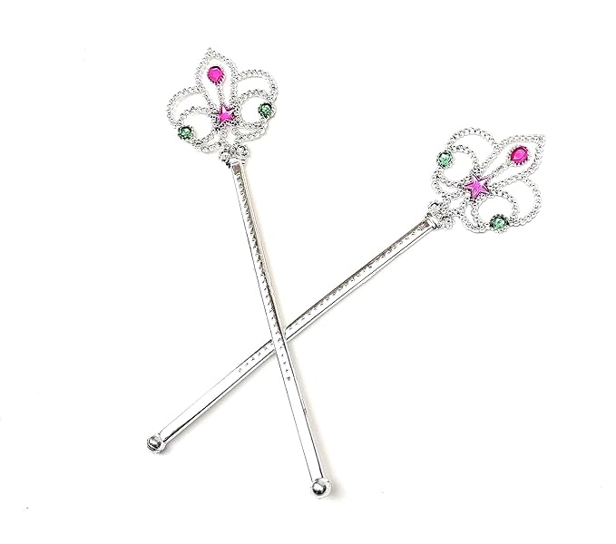 TRIPLC MOOLYAVAAN Products Girls/Kids Costume Props Crown Style Magic Wand Princess Angel Fairy Wands Sticks Christmas, Birthday Party, Wedding Halloween, Cosplay 12.5 Inches (Silver)