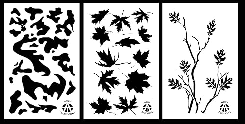 Acid Tactical® Paquete de 3 plantillas de pintura en aerosol con ramas de roble de 9 x 14 pulgadas, hojas de arce, vinilo camuflaje militar, pistola