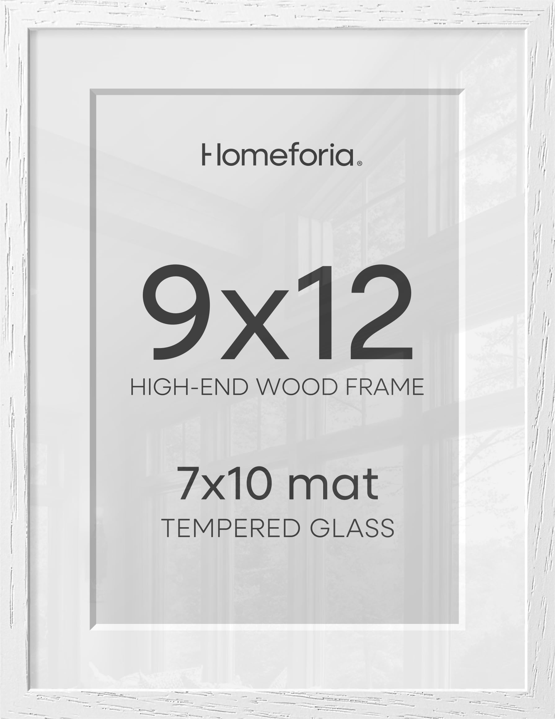 Homeforia 9x12 White Oak Picture Frame, High-End Wood, 7x10 Mat, Glass | High End Solid Oak Wood, Tempered Glass, Acid-Free 7x10 Removable Mat, 9x12 Edge-to-Edge Display 12x9, Wall Kit, Set Of 2