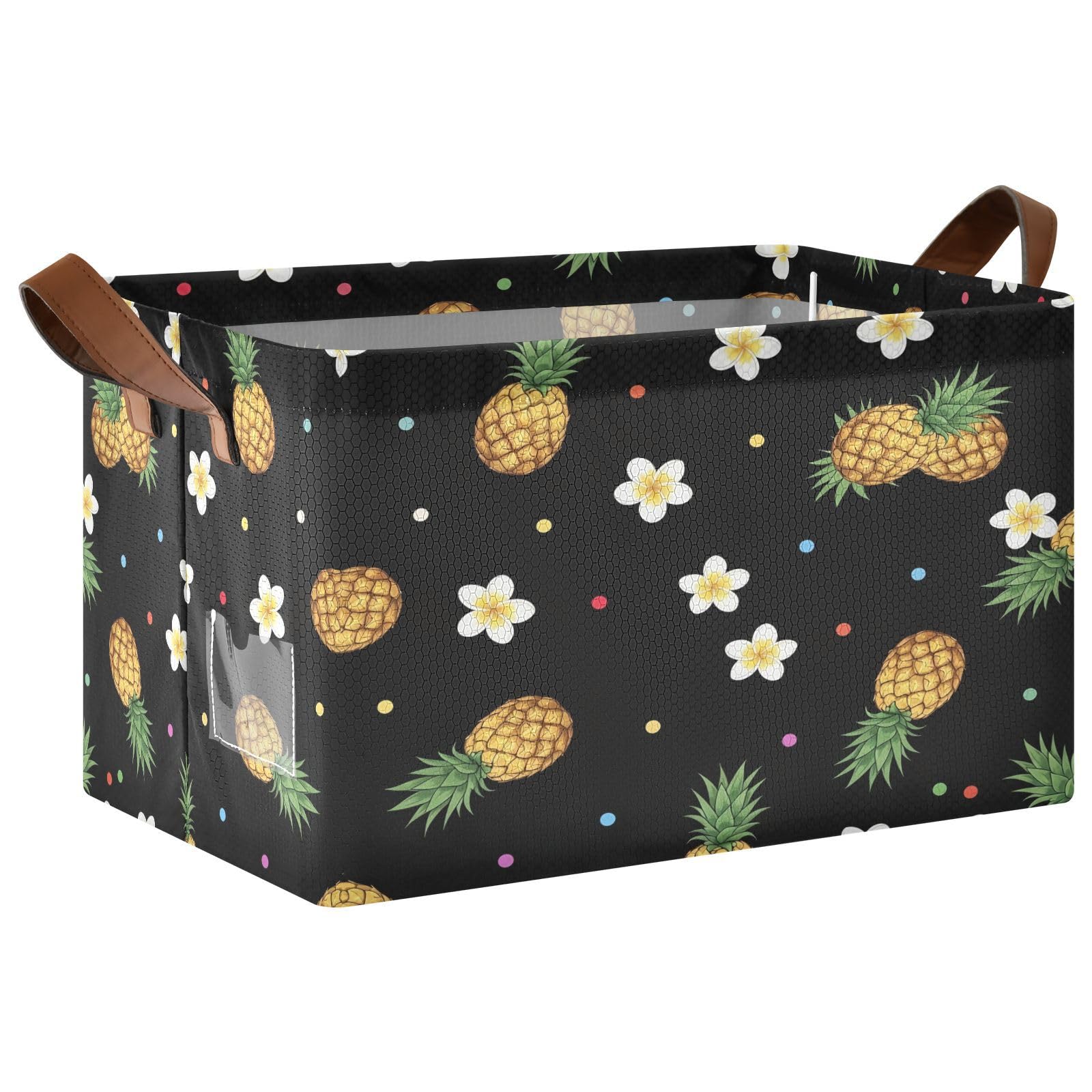 Cgiub Pineapple Storage Basket Waterproof Foldable Storage Bin Baby Laundry Basket Closet Organiser for Nursery Decor Home Organizing