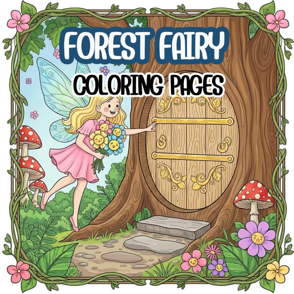 Forest Fairy coloring Book: Cute Forest Fairies Coloring Book: 50 Kawaii & Bold Illustrations of Magical Woodland Fairies, Fairy Houses, and Nature Scenes for Stress Relief and Fun.