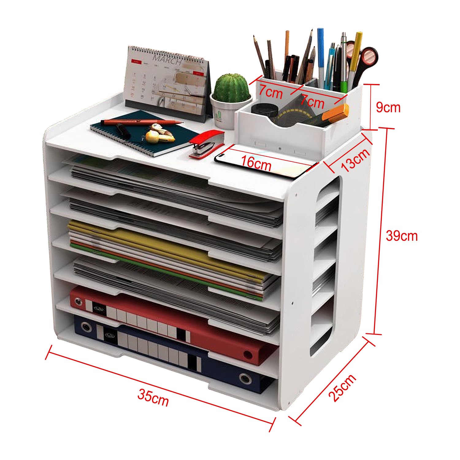 Amazon.co.jp: レターケース a4 横 7段 卓上収納 ラックペンホルダー