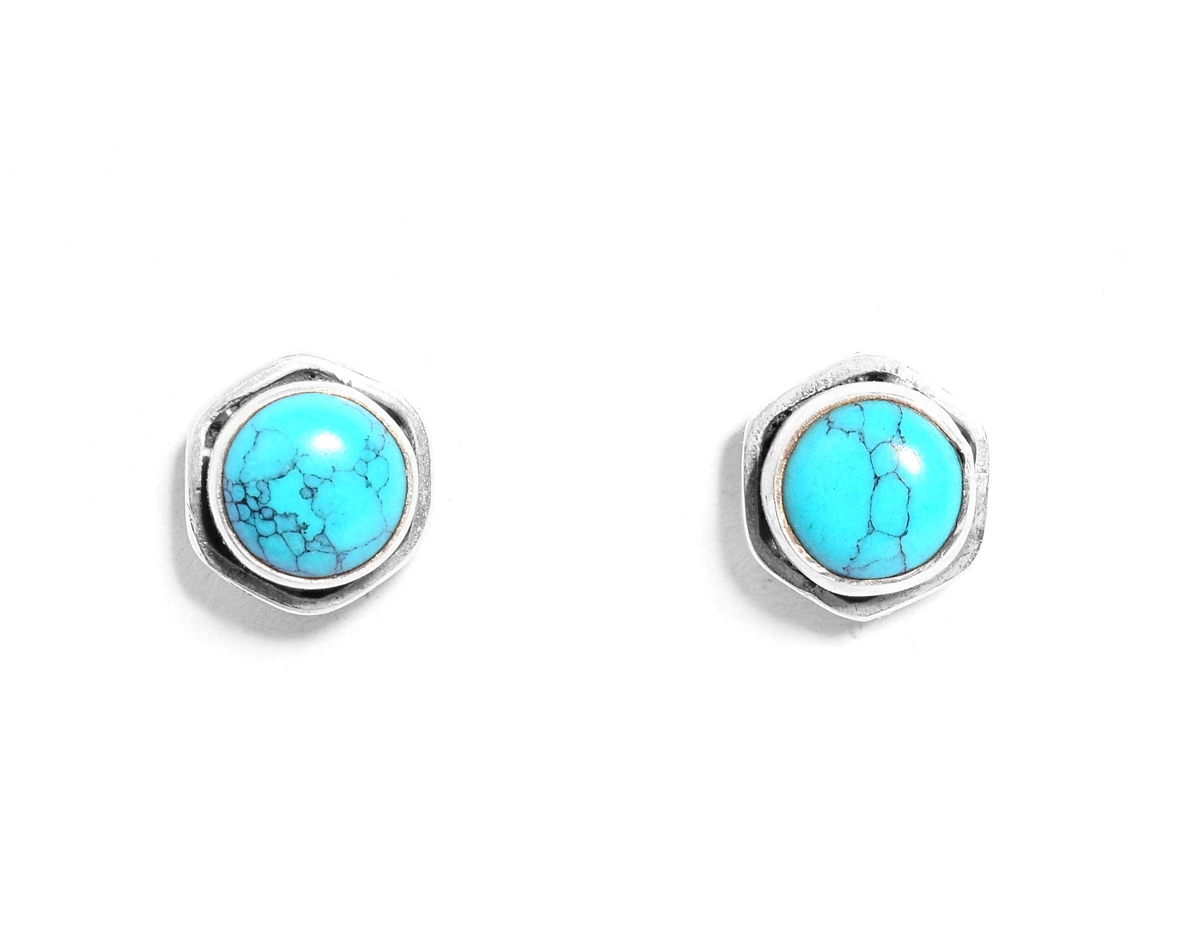 Gempro 925 Sterling Silver Certified Turquoise Firoza Gemstone Round Stylish Stud Earrings for Women (Blue) (B08T6LKS45) Amazon Price History, Amazon Price Tracker