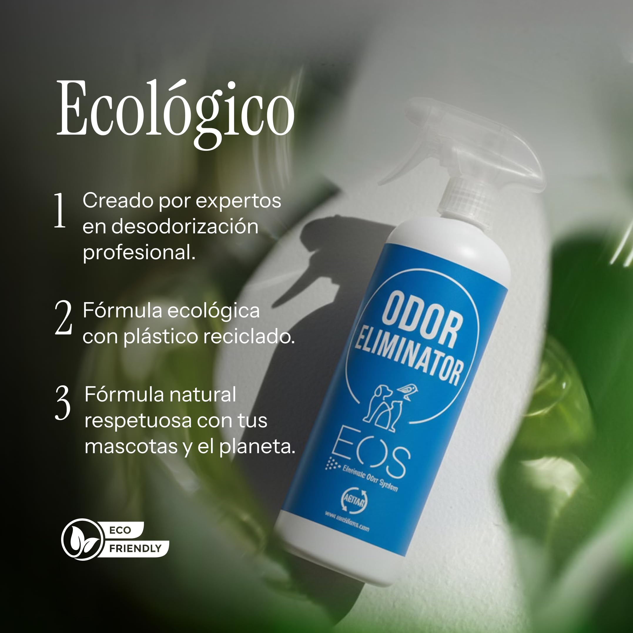 EOS (1 litro) Eliminador de olores Mascotas al instante. Anti olor orines de Perros, Gatos. Aplicar en sofás, arenero, cesped, Coche. Detergente enzimatico, Repelente de micciones gatos.