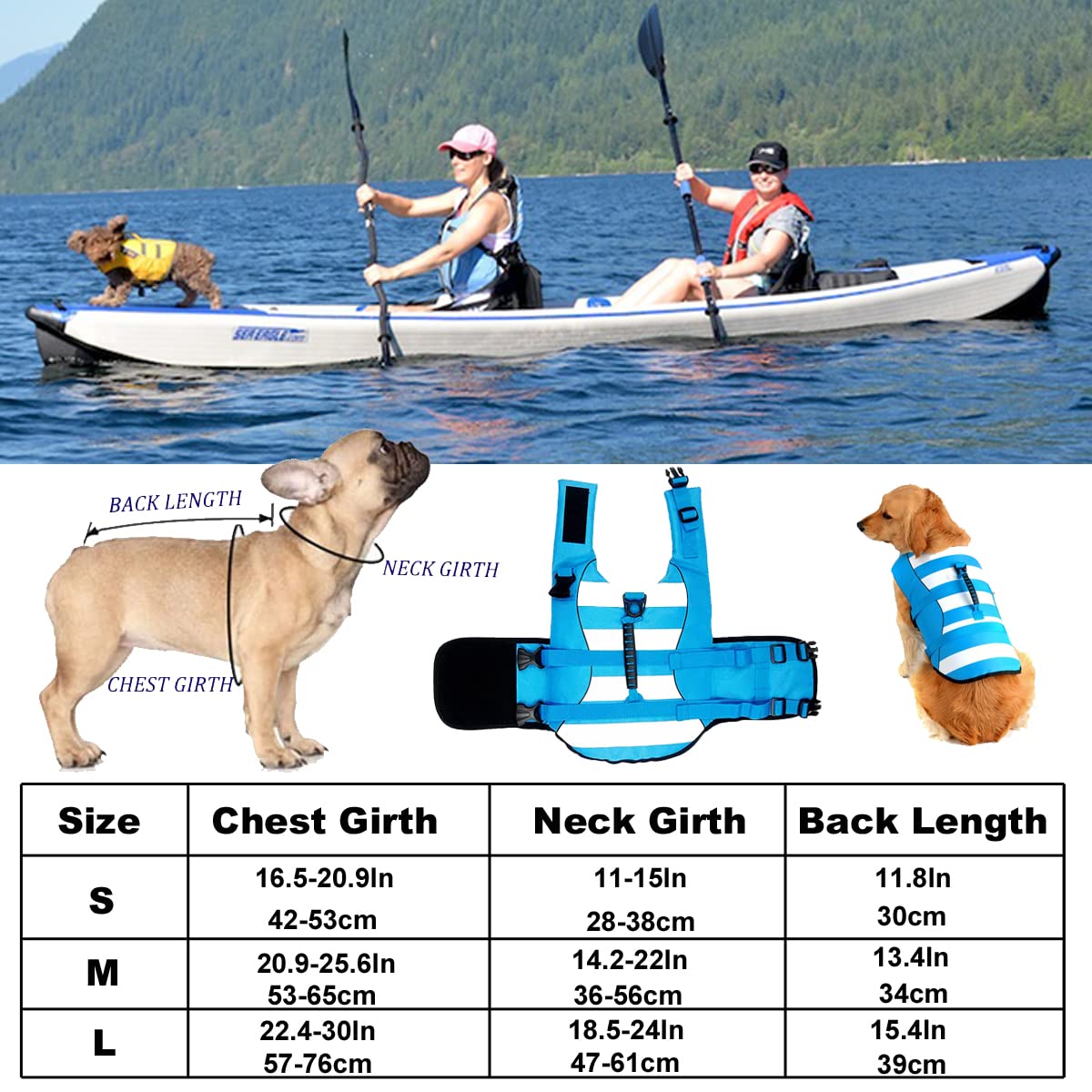 Chaleco Salvavidas para Perros, Chalecos de flotación Chaleco de Seguridad Ajustable para Mascotas con Asa & Banda Reflectante, Abrigo para Natación Flotante Duradero bolsa de aire para Nadar, Surf, Navegar